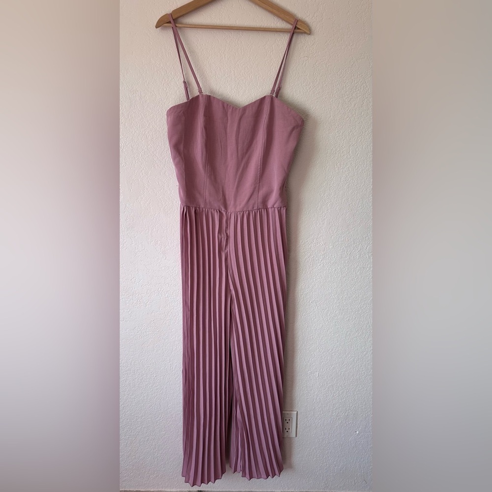 Pretty Garden Casual Pleated Wide Leg Romper in light pink mauve - Size XL NWT